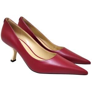 Michael Michael Kors Women Luna Mid Pump Heels Size US 8M Deep Red Leather